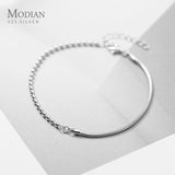 925 Silver Asymmetry Snake Chain Beads Bracelet Splicing Fine Jewelry