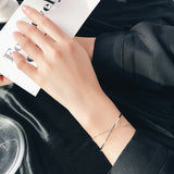 925 Silver Geometric Line Chain Bracelet Women Gift