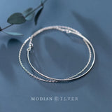 925 Silver Geometric Line Chain Bracelet Women Gift