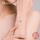 925 Silver Heart Link Chain Bracelet Charm Jewelry Accessories