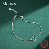 925 Silver Heart Link Chain Bracelet Charm Jewelry Accessories