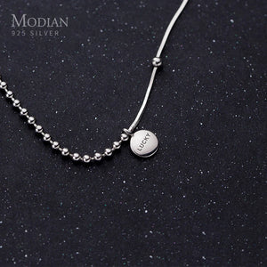 925 Silver Engraved Lucky Little Ball Pendant Necklace for Women