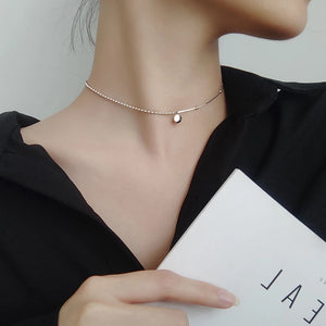 925 Silver Engraved Lucky Little Ball Pendant Necklace for Women