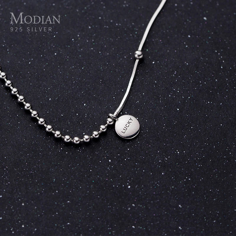 925 Silver Engraved Lucky Little Ball Pendant Necklace for Women