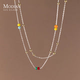 925 Silver Beads Multilevel Necklace For Women