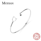 925 Silver Cat Ball Bracelet for Women Adjustable Size Slim Jewelry