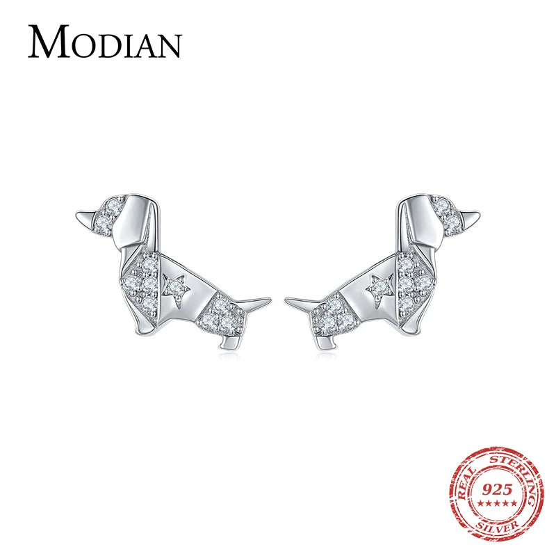 925 Sterling Silver Poodle Dog Stud Earrings Women Animal Fine Jewelry