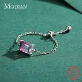 925 Silver Watermelon Tourmaline Adjustable Finger Ring