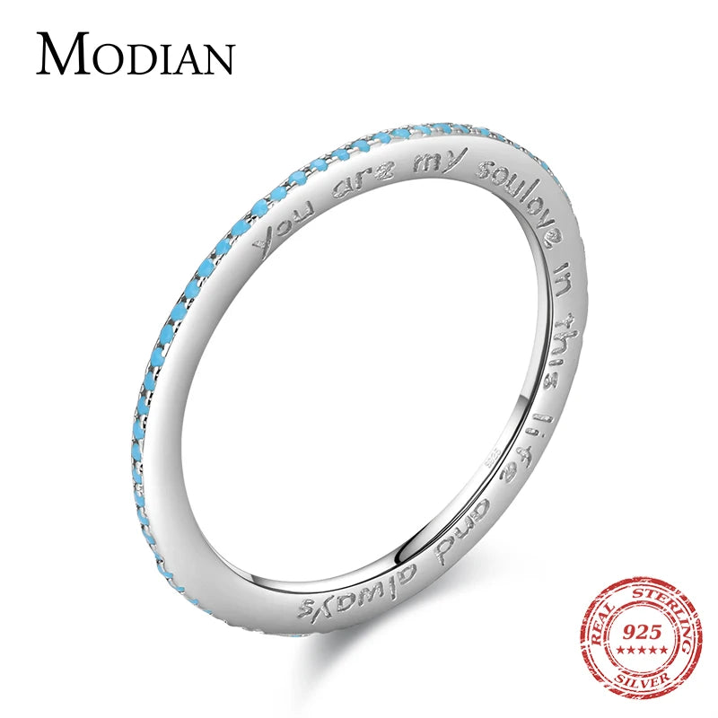 925 Silver Engrave Letters Stackable Rings for Women