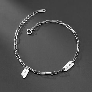 925 Silver Lettering Lucky Bracelet for Women Adjustable Bangle
