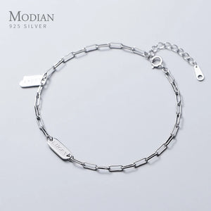 925 Silver Lettering Lucky Bracelet for Women Adjustable Bangle