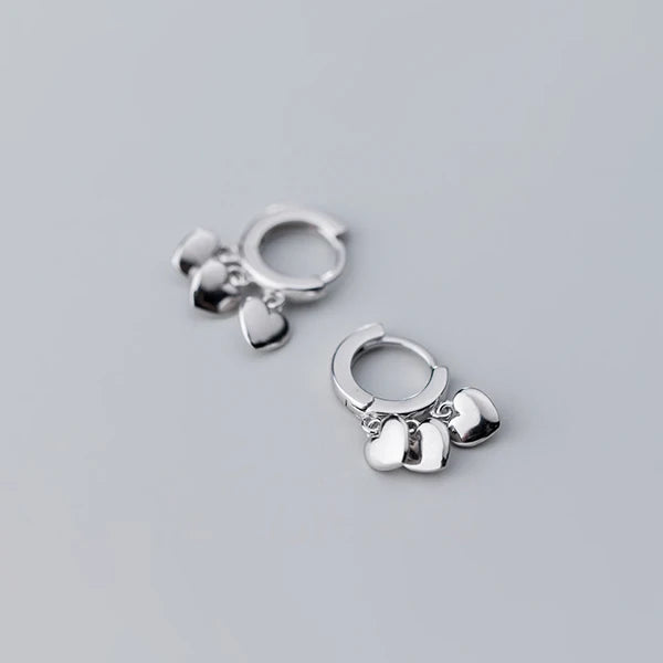 925 Silver Love Hearts Hoop Earrings for Women Anti-Allergy Jewelry