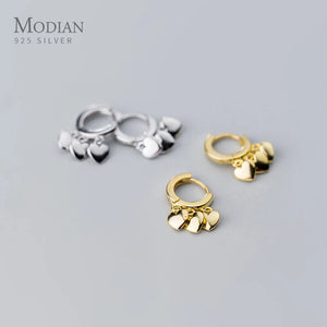 925 Silver Love Hearts Hoop Earrings for Women Anti-Allergy Jewelry