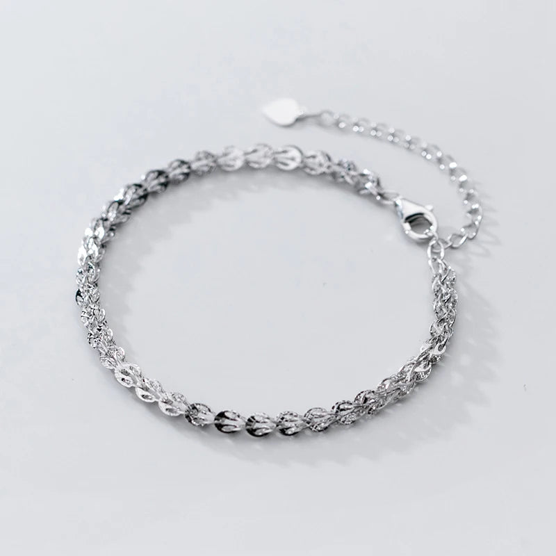 925 Silver Gypsophila Bracelet Chain Bangle for Women Wedding