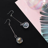 925 Silver Tassel Crystal Ball Dangle Earrings for Women