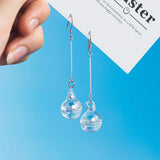 925 Silver Tassel Crystal Ball Dangle Earrings for Women