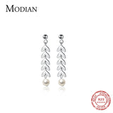 925 Silver Tree Branch Pearl Drop Dangle Earring Women