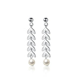 925 Silver Tree Branch Pearl Drop Dangle Earring Women