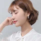 Sterling Silver Pearl Flower Earrings Hoop Jewelry Brincos