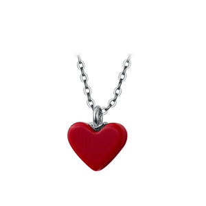 925 Silver Red Love Hearts Pendant Adjustable Necklace Fine Jewelry