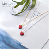 925 Silver Red Love Hearts Pendant Adjustable Necklace Fine Jewelry