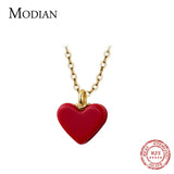 925 Silver Red Love Hearts Pendant Adjustable Necklace Fine Jewelry