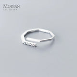 925 Silver Zircon Geometric Open Adjustable Ring Women Fine Jewelry