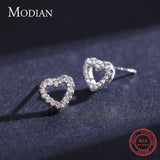 925 Sterling Silver Heart Stud Earrings Clear CZ Wedding Jewelry