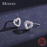 925 Sterling Silver Heart Stud Earrings Clear CZ Wedding Jewelry