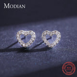 925 Sterling Silver Heart Stud Earrings Clear CZ Wedding Jewelry