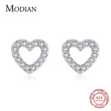 925 Sterling Silver Heart Stud Earrings Clear CZ Wedding Jewelry