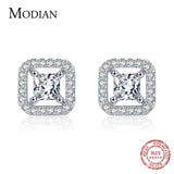 925 Silver Square Stud Earrings Classic Wedding Jewelry