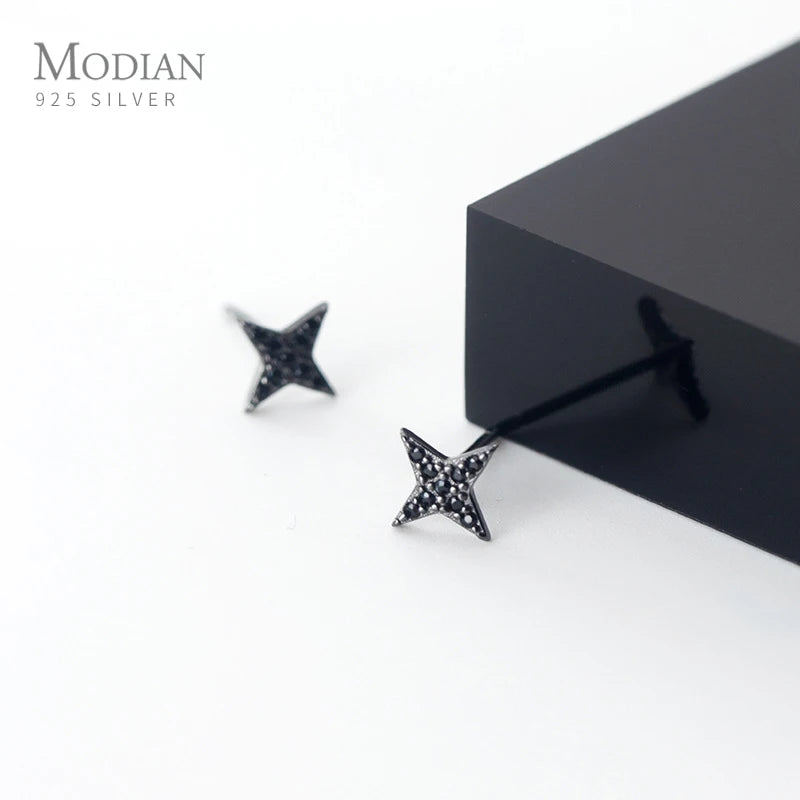 925 Silver Darts Stud Earrings CZ Star Ear Studs Fine Jewelry