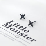 925 Silver Darts Stud Earrings CZ Star Ear Studs Fine Jewelry