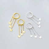 925 Sterling Silver Star Hoop Earrings Minimalist Style Fine Jewelry