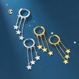 925 Sterling Silver Star Hoop Earrings Minimalist Style Fine Jewelry
