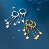 925 Sterling Silver Star Hoop Earrings Minimalist Style Fine Jewelry