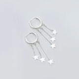 925 Sterling Silver Star Hoop Earrings Minimalist Style Fine Jewelry