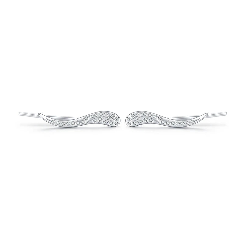925 Silver Autumn Line CZ Long Stud Earrings for Women