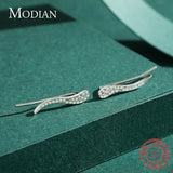 925 Silver Autumn Line CZ Long Stud Earrings for Women