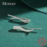 925 Silver Autumn Line CZ Long Stud Earrings for Women