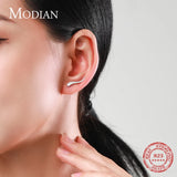 925 Silver Autumn Line CZ Long Stud Earrings for Women