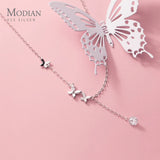 Butterfly Tassel Zirconia 925 Silver Chokers Necklace