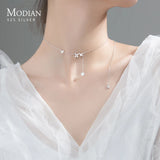 Butterfly Tassel Zirconia 925 Silver Chokers Necklace