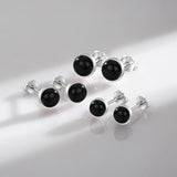Agate Stud Earrings 925 Silver Platinum Plated Hypoallergenic