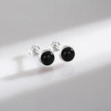 Agate Stud Earrings 925 Silver Platinum Plated Hypoallergenic