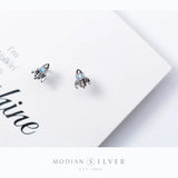 Crystal Rocket Stud Earrings 925 Sterling Silver Jewelry Female Accessories