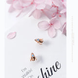 Crystal Rocket Stud Earrings 925 Sterling Silver Jewelry Female Accessories