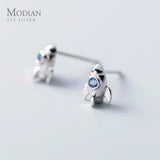 Crystal Rocket Stud Earrings 925 Sterling Silver Jewelry Female Accessories