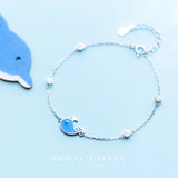 Whale Fish 925 Silver Enamel Pattern Chain Bracelet